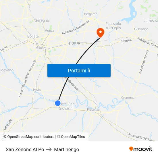 San Zenone Al Po to Martinengo map