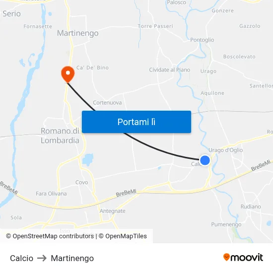 Calcio to Martinengo map