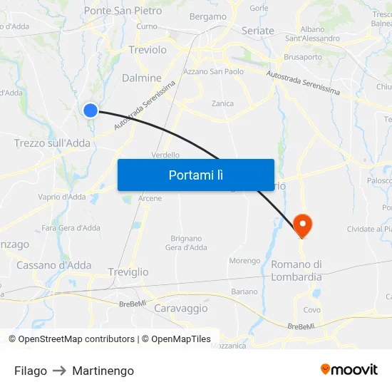 Filago to Martinengo map