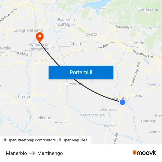 Manerbio to Martinengo map