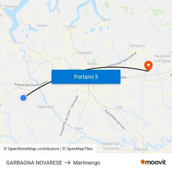 GARBAGNA NOVARESE to Martinengo map