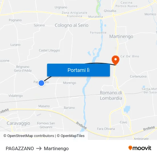 PAGAZZANO to Martinengo map