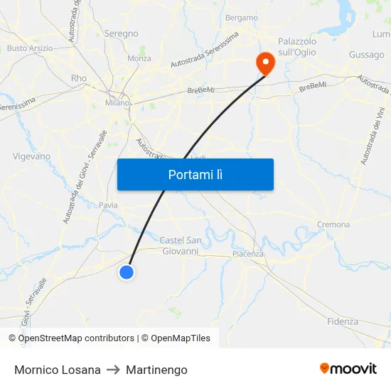 Mornico Losana to Martinengo map