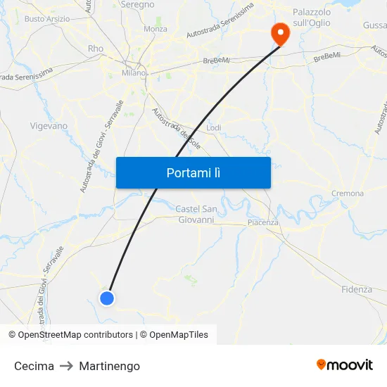 Cecima to Martinengo map