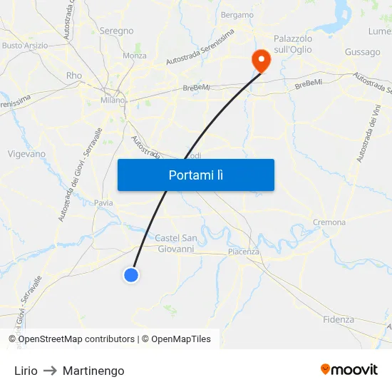 Lirio to Martinengo map