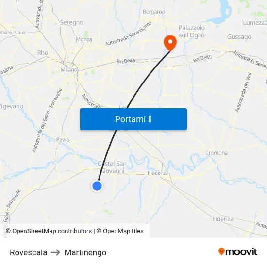 Rovescala to Martinengo map