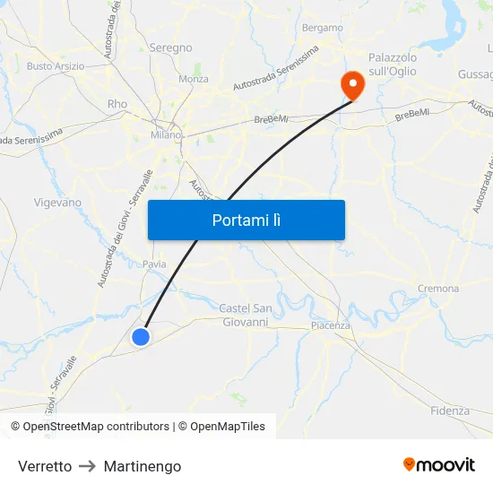 Verretto to Martinengo map