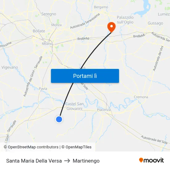 Santa Maria Della Versa to Martinengo map