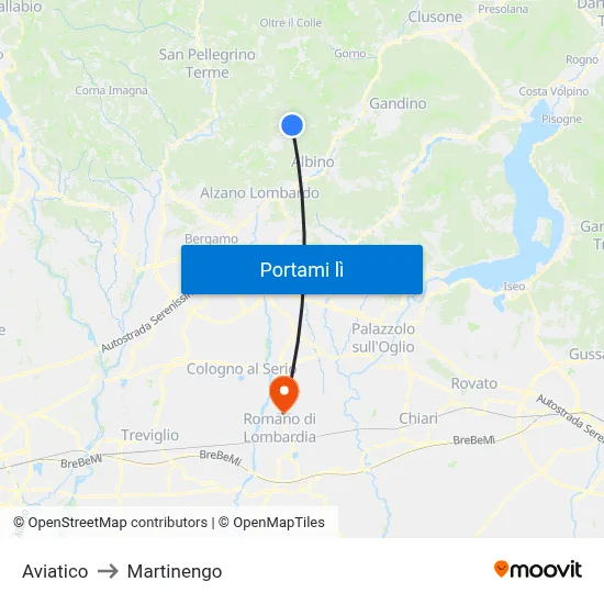 Aviatico to Martinengo map