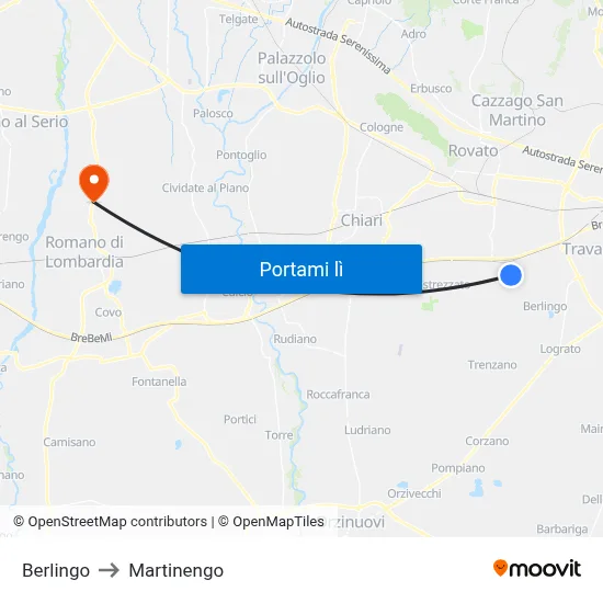 Berlingo to Martinengo map
