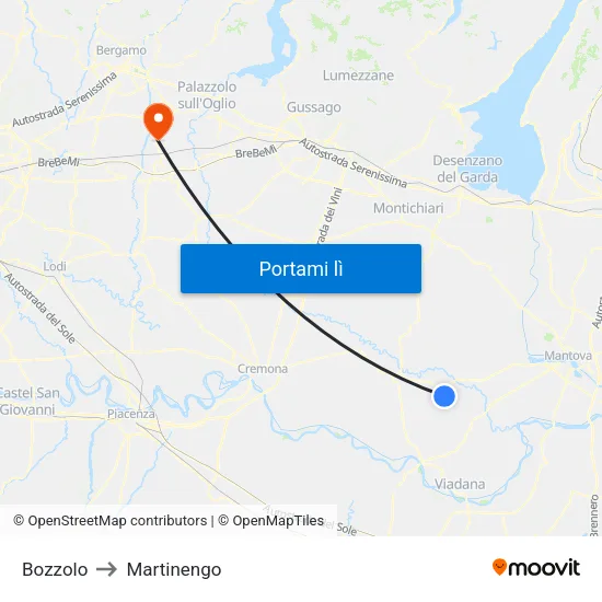 Bozzolo to Martinengo map