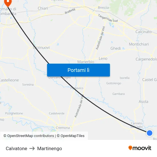 Calvatone to Martinengo map