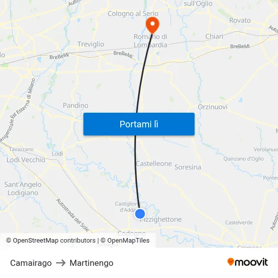Camairago to Martinengo map
