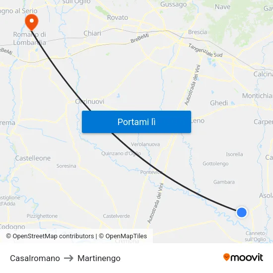 Casalromano to Martinengo map