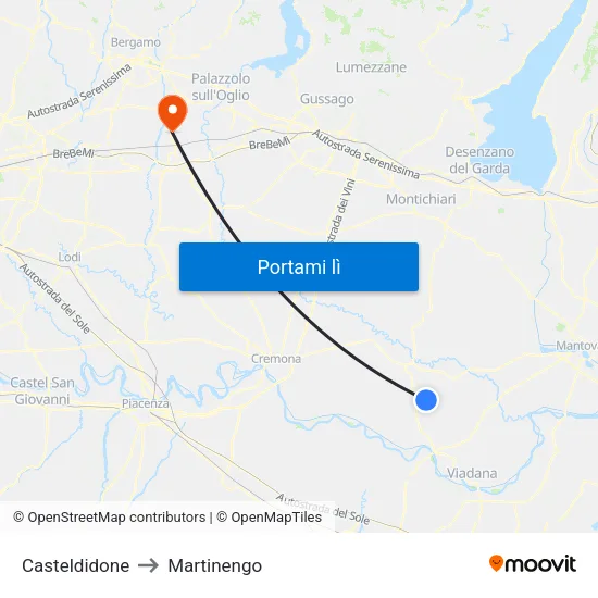 Casteldidone to Martinengo map