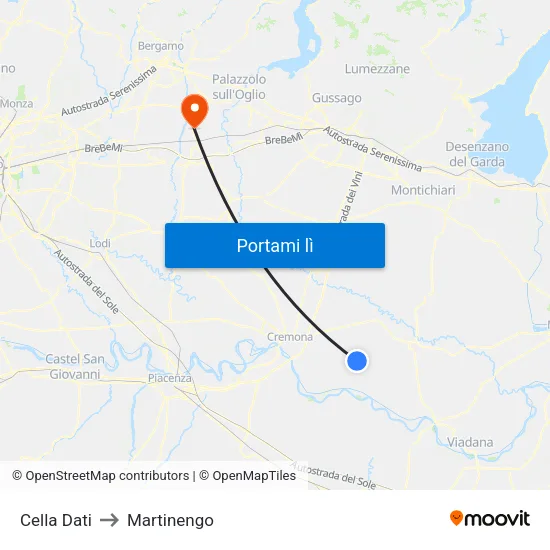Cella Dati to Martinengo map