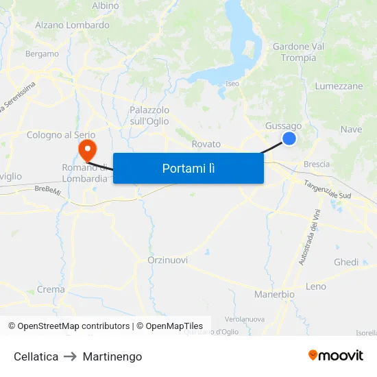 Cellatica to Martinengo map