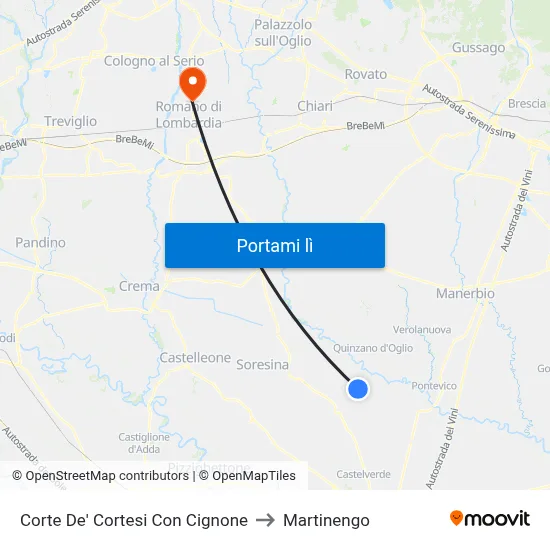 Corte De' Cortesi Con Cignone to Martinengo map