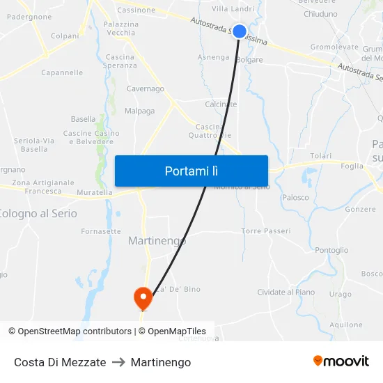 Costa Di Mezzate to Martinengo map