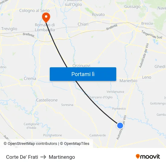 Corte De' Frati to Martinengo map