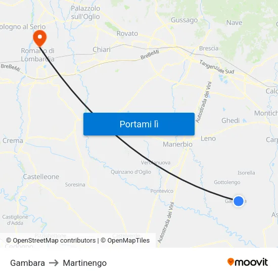 Gambara to Martinengo map