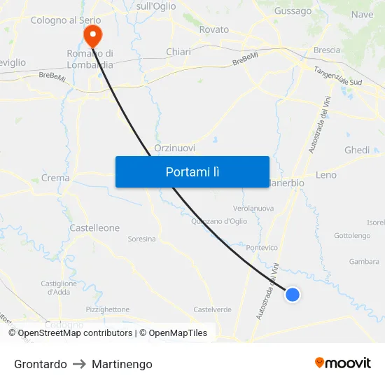 Grontardo to Martinengo map