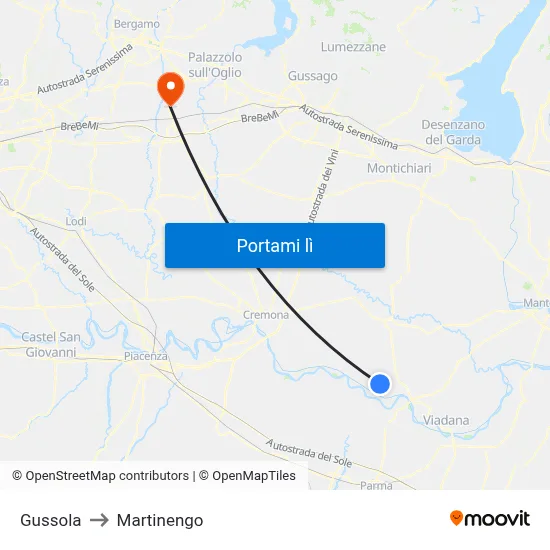 Gussola to Martinengo map