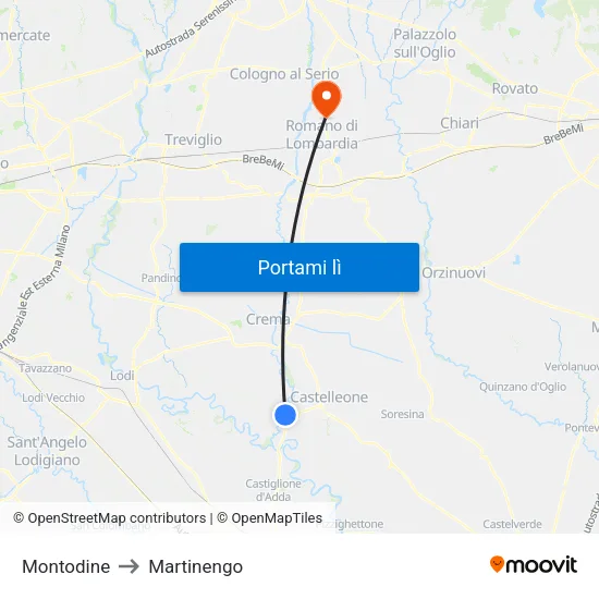 Montodine to Martinengo map