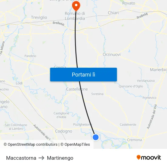 Maccastorna to Martinengo map