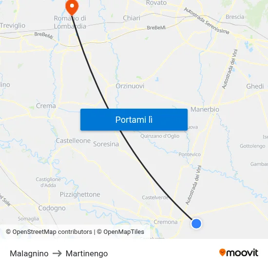 Malagnino to Martinengo map
