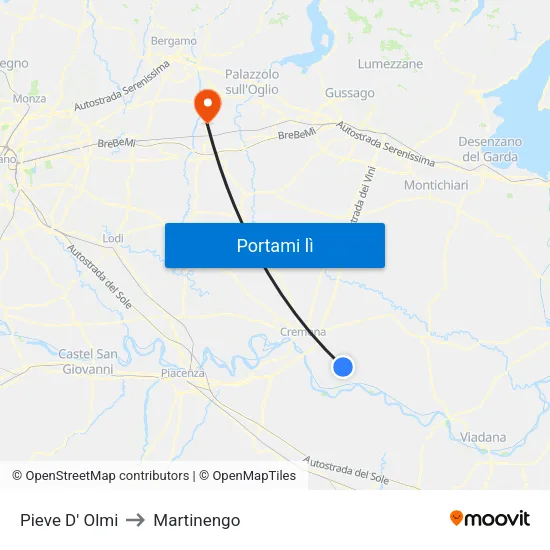 Pieve D' Olmi to Martinengo map