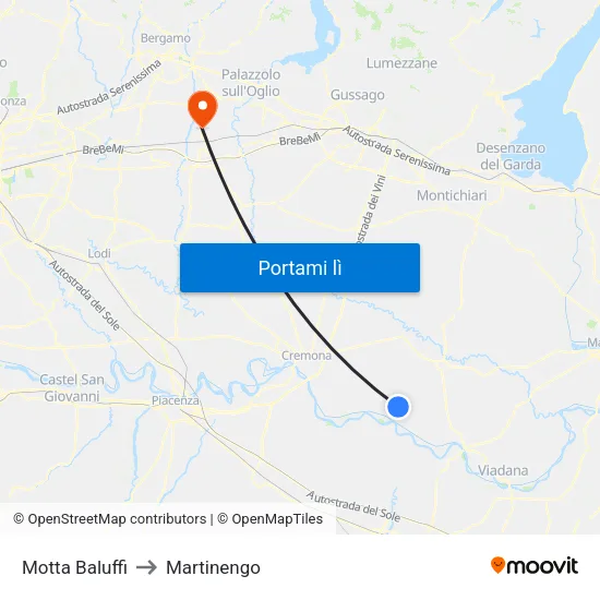 Motta Baluffi to Martinengo map