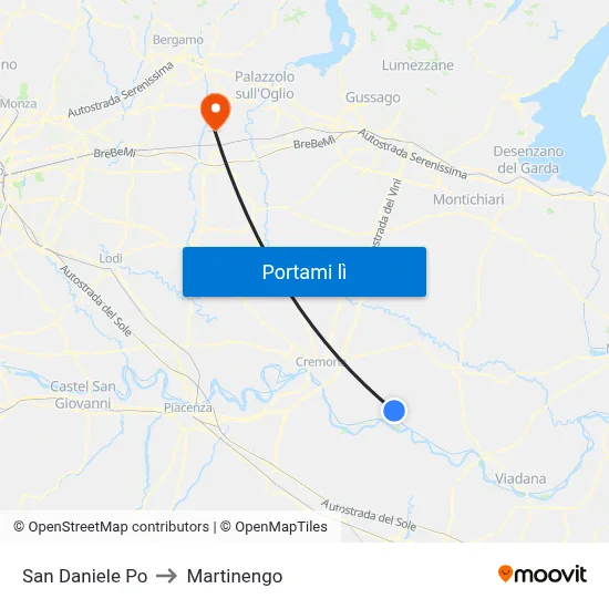 San Daniele Po to Martinengo map