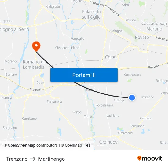 Trenzano to Martinengo map