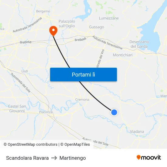 Scandolara Ravara to Martinengo map