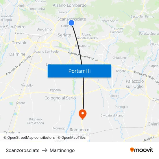 Scanzorosciate to Martinengo map