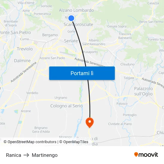 Ranica to Martinengo map