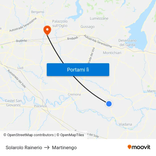 Solarolo Rainerio to Martinengo map