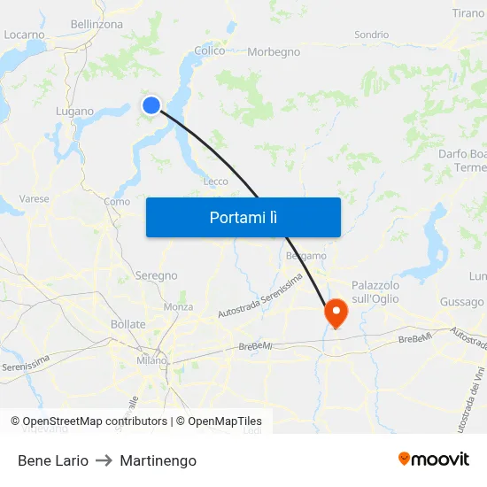 Bene Lario to Martinengo map