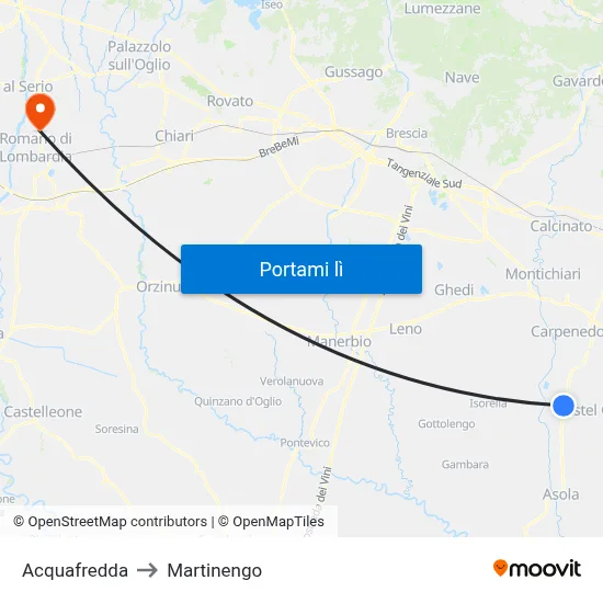 Acquafredda to Martinengo map