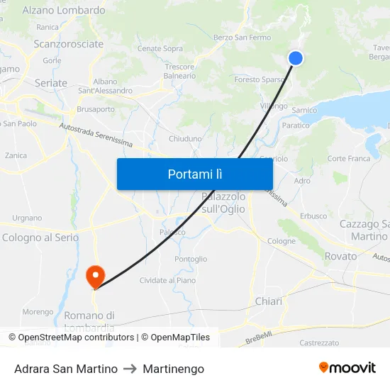 Adrara San Martino to Martinengo map