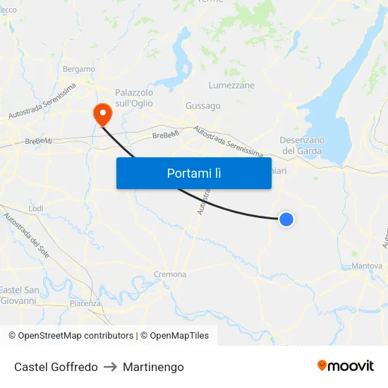 Castel Goffredo to Martinengo map