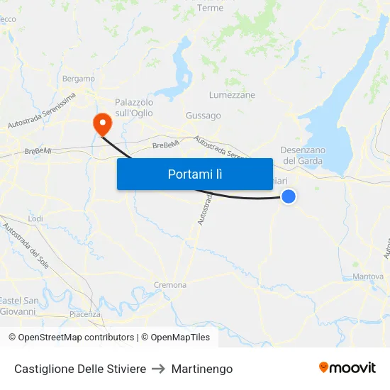 Castiglione Delle Stiviere to Martinengo map