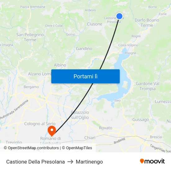 Castione Della Presolana to Martinengo map