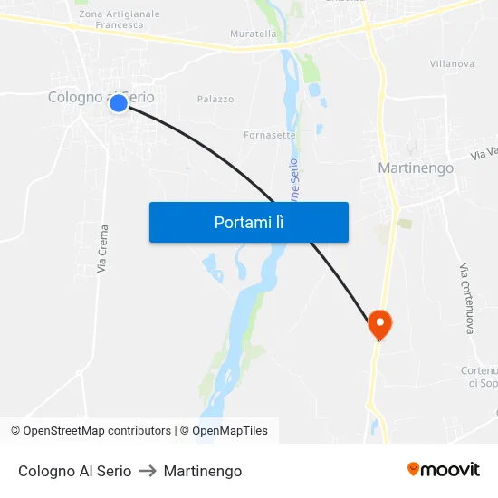 Cologno Al Serio to Martinengo map