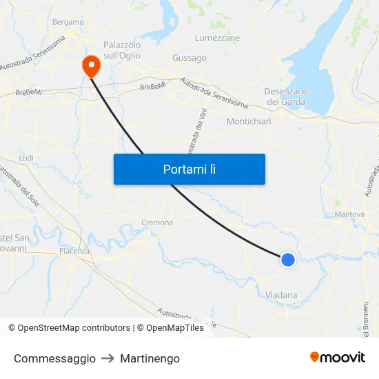 Commessaggio to Martinengo map