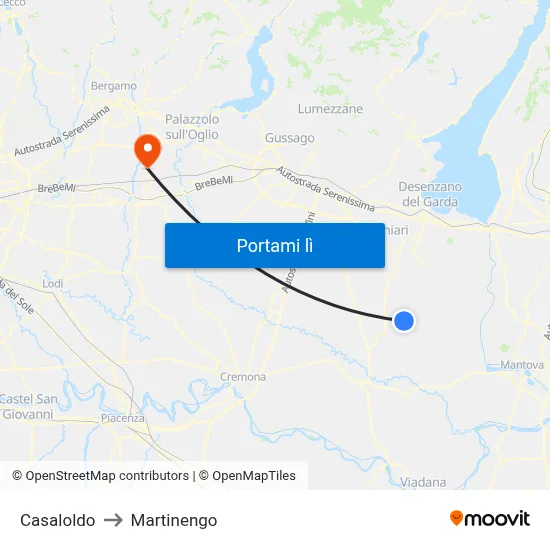 Casaloldo to Martinengo map