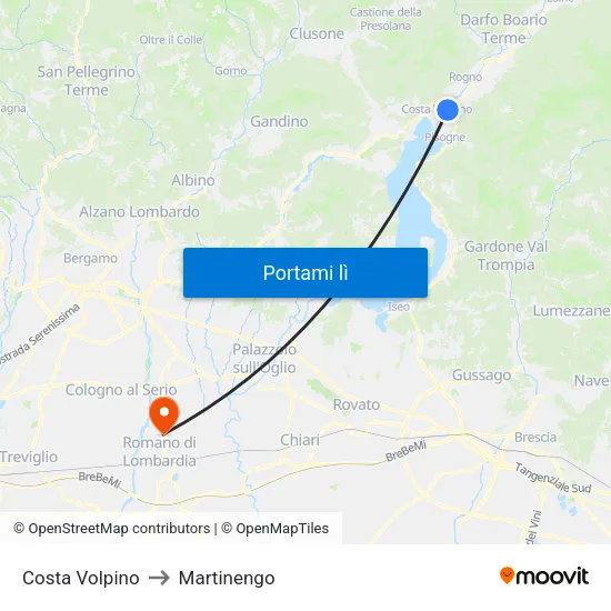 Costa Volpino to Martinengo map