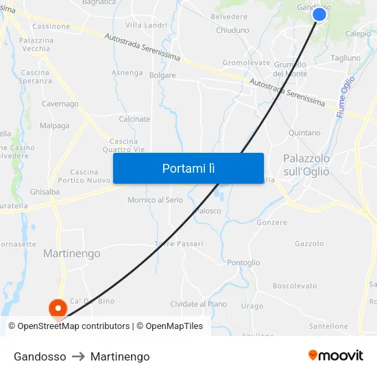 Gandosso to Martinengo map