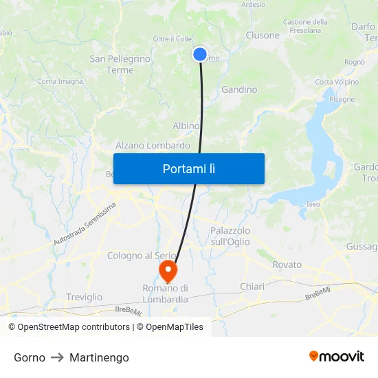 Gorno to Martinengo map